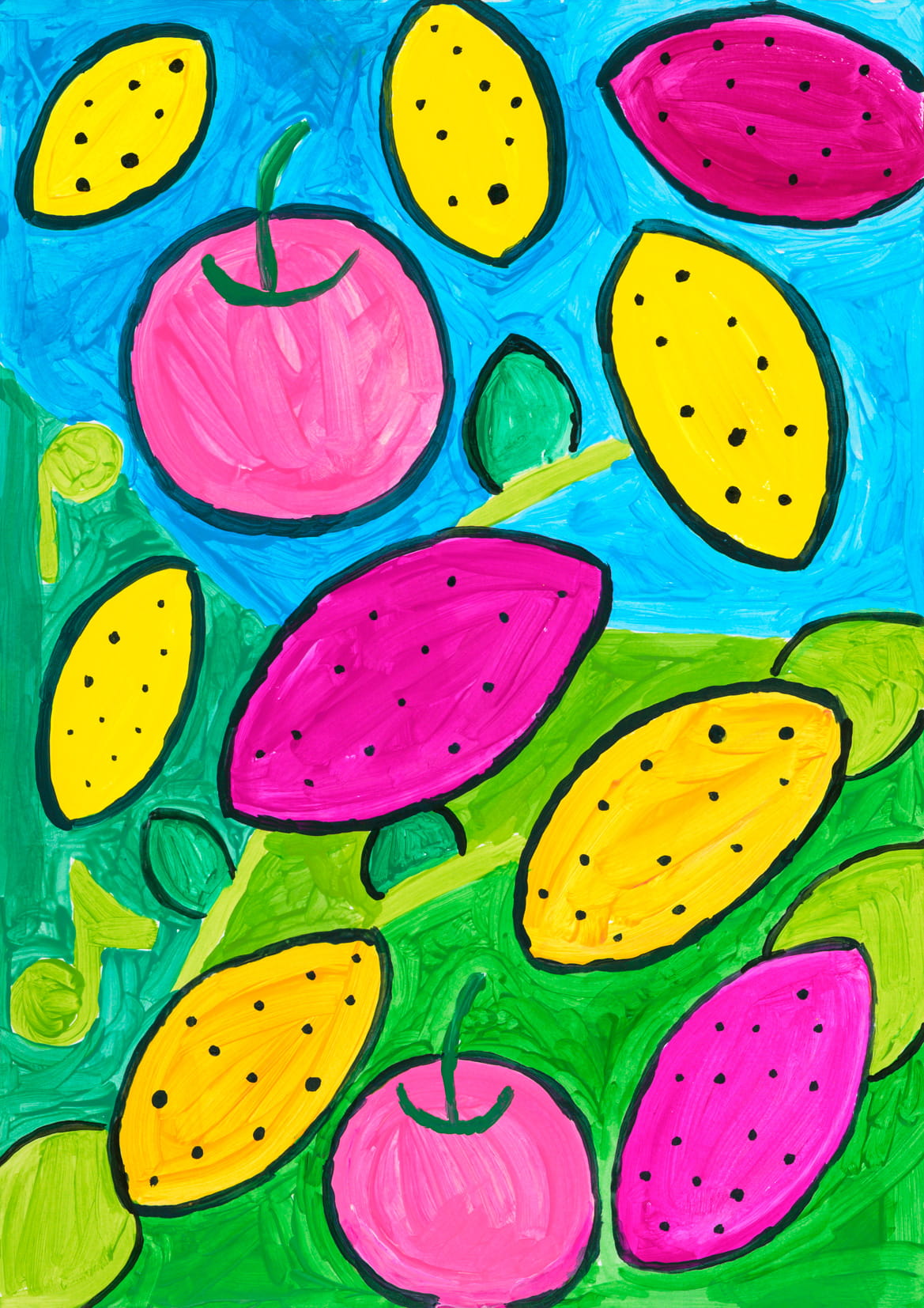 秋の収穫時期であるサツマイモやりんごの空と山