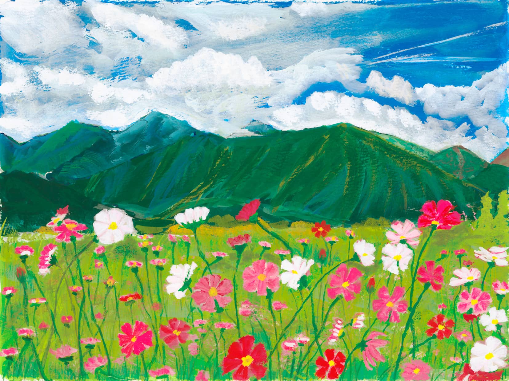 コスモス畑の風景