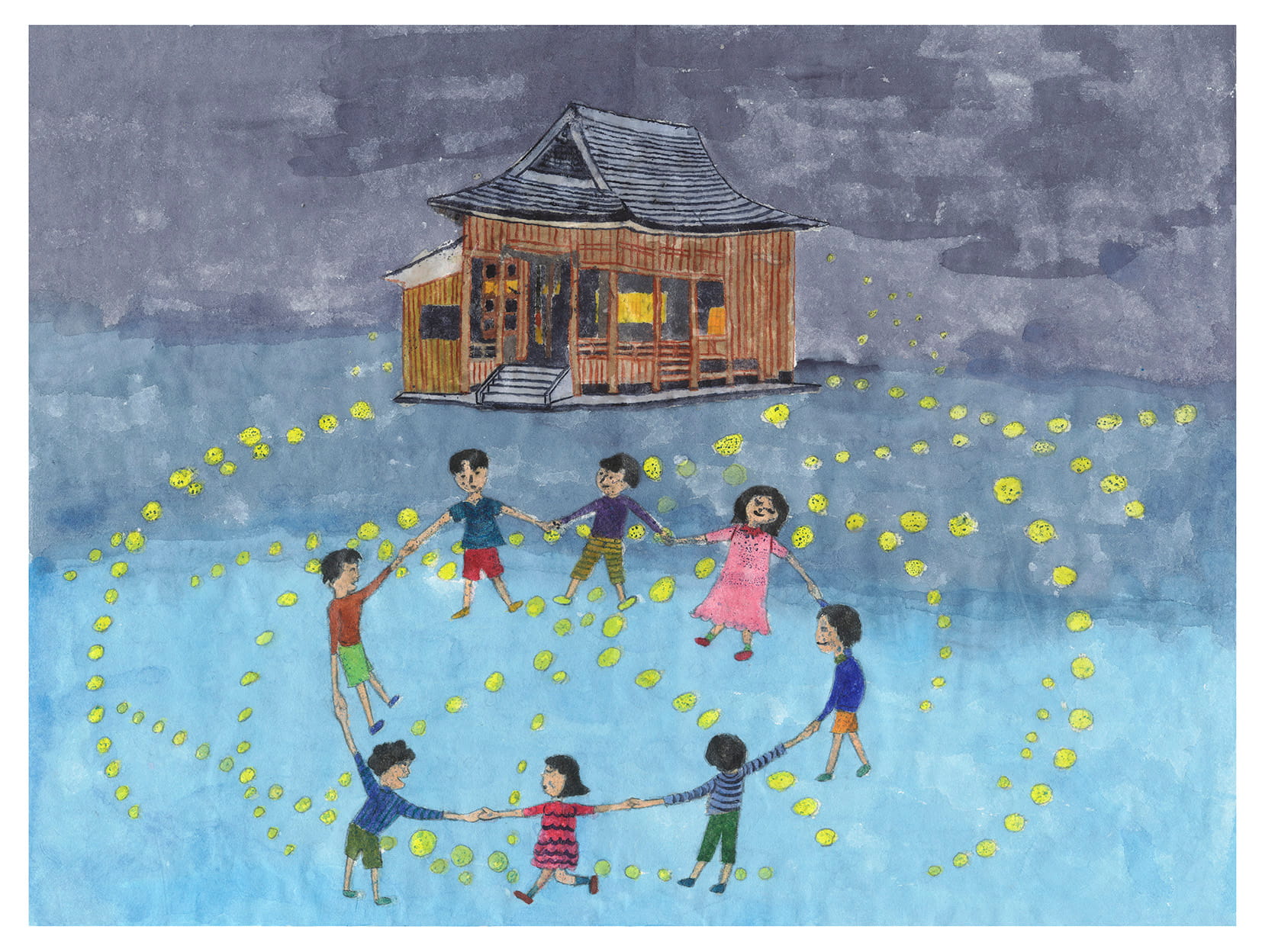 蛍が舞う幻想的な夜